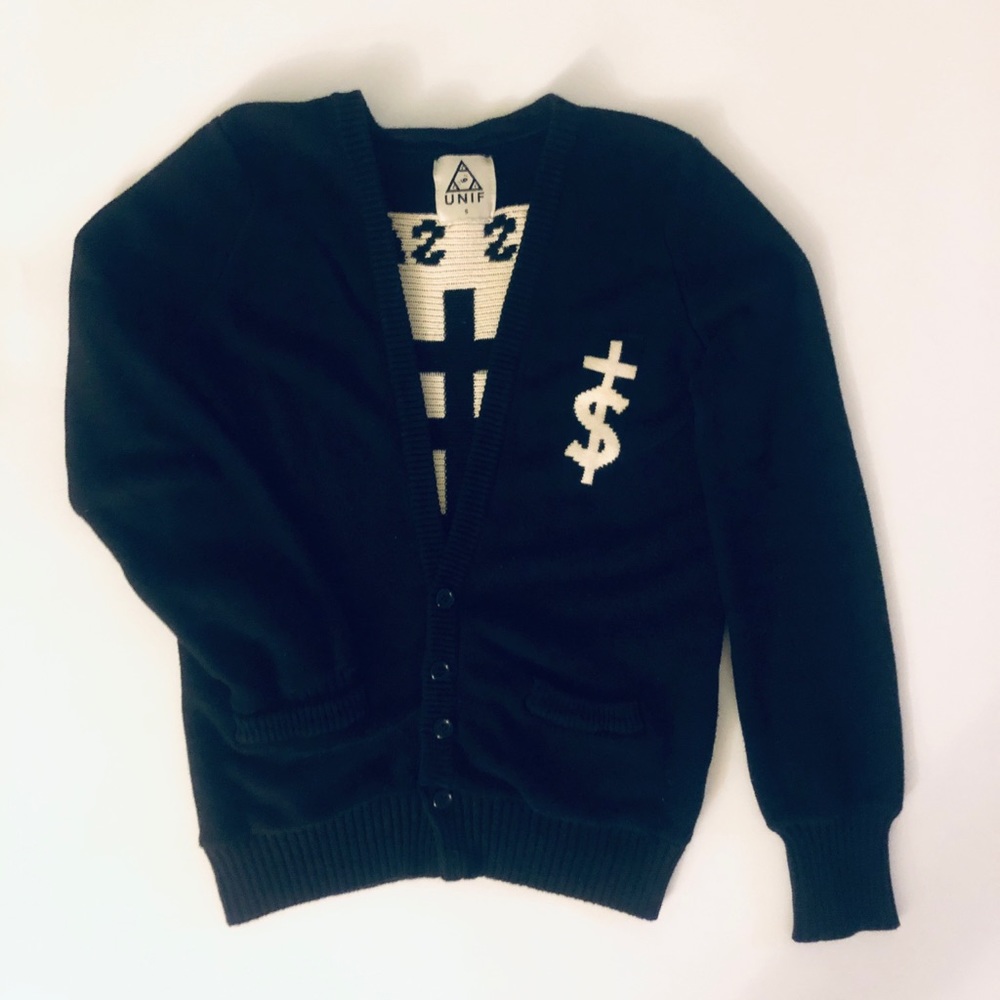 UNIF Jesus Saves I Spend Black Cardigan